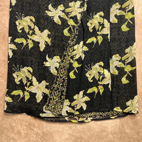 Vintage 90s Geometric Floral Print Reversible Faux Wrap Maxi Skirt Mesh Fairy - Picture 8 of 8